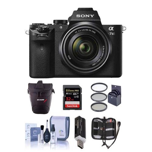 Sony Alpha a7II Digital Camera with FE 28-70mm f/3.5-5.6 OSS Lens - Bundle with Camera Case, 32GB Class 10 SDHC Card, Filter Kit, Clean Kit, SD Card Reader, Card Wallet, Only $998.00, free shipping