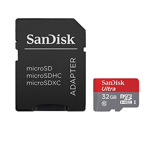SanDisk Ultra 32GB microSDHC UHS-I Card with Adapter, Grey/Red, Standard Packaging (SDSQUNC-032G-GN6MA), Only $8.60