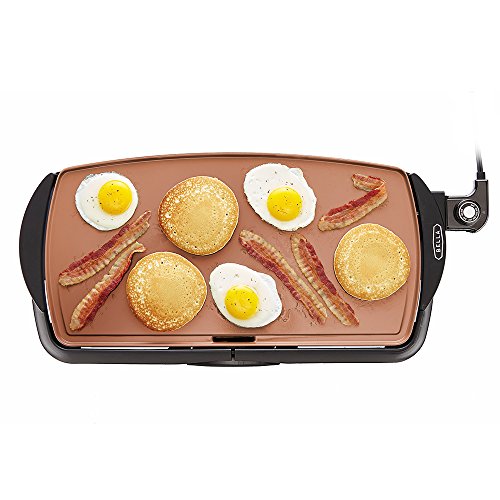 BELLA (14606) 10.5 x 20 Inch Copper Titanium Coated Electric Non-Stick Griddle, 1500 Watts Family Size Non-Stick Griddle with Submersible Cooking Surface, Only $17.99