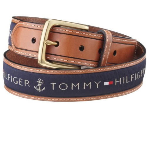 Tommy Hilfiger Ribbon Inlay经典双拼真皮皮带 ，原价$22.40，现仅售$14.99。多色同价！