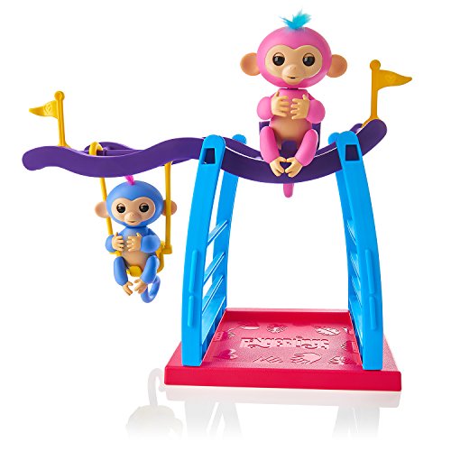 WowWee Fingerlings Playset - Monkey Bar/Swing Playground with 2 Fingerlings Baby Monkey Toys – Liv (Blue) and Simona (Bubblegum Pink), Only $9.99