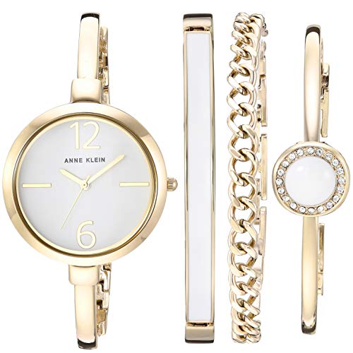 Anne Klein Women's AK/3290WTST Gold-Tone Bangle Watch and Bracelet Set, Only $49.99, free shipping