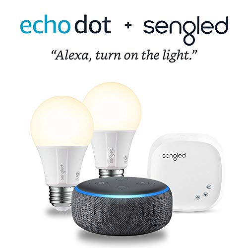 Echo Dot (3rd Generation) - Charcoal with 2 Smart Bulb Kit by Sengled, Only $34.00, You Save $55.98(62%)