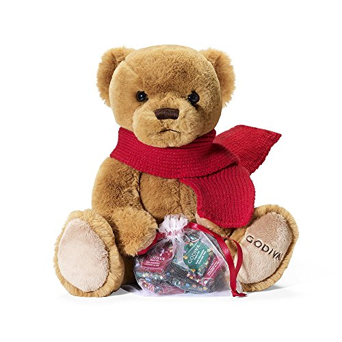 Godiva Chocolatier Holiday 2018 Limited Edition Plush Bear with Chocolate, Stocking Stuffer Gift, Only $25.00, free shipping