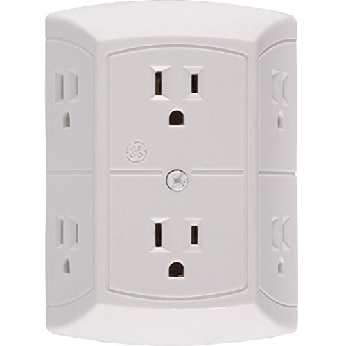 GE 6 Outlet Wall Plug Adapter Power Strip, Extra Wide Spaced Outlets for Cell Phone Charger, Power Adapter, 3 Prong, Multi Outlet Wall Charger , 50759, Only $4.57