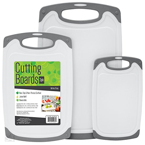 S&T 428501 BPA Free Cutting Boards W/ Rubberized Grips & Juice Grooves, 3 Pack, Only $10.00, free shipping