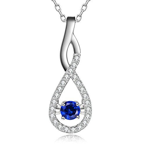 Christmas great gift! Caperci Sterling Silver Cubic Zirconia and Gemstone Pendant Necklace for Women, 18'' 50% off with coupon!