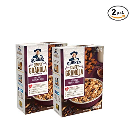 Quaker Simply Granola, Oats, Honey, Raisins and Almonds, 28 oz Boxes, 2 Count only $7.50