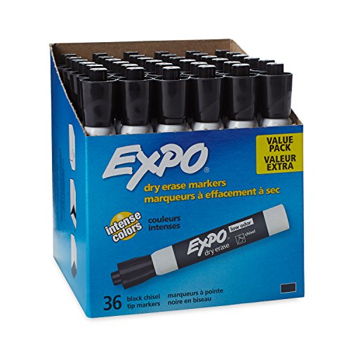 EXPO Low Odor Dry Erase Markers, Chisel Tip, Black, 36 Count, Only $16.79, free shipping