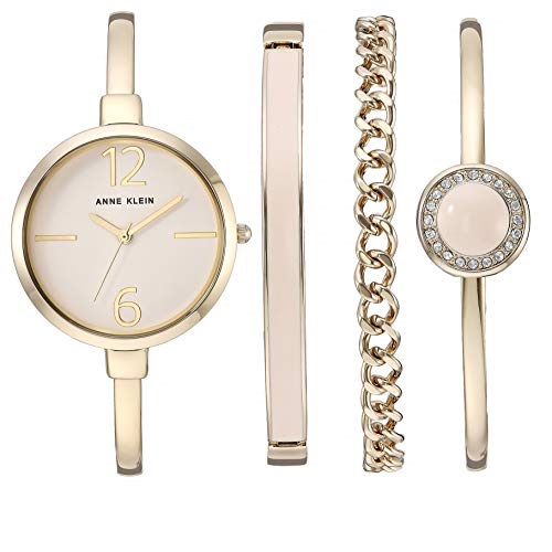 Anne Klein Women's AK/3290LPST Gold-Tone Bangle Watch and Swarovski Crystal Accented Bracelet Set, Only $49.99 , free shipping