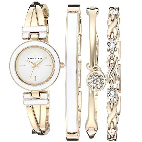 閃購！Anne Klein 施華洛世奇水晶超美腕錶套裝，原價$175.00，現僅售$37.02，免運費。