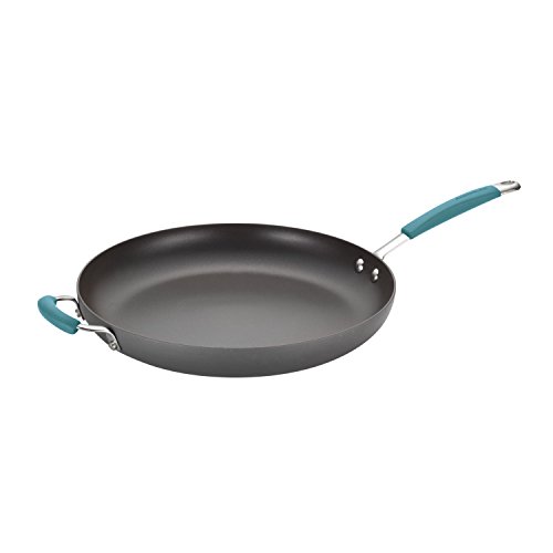 Rachael Ray Cucina Hard-Anodized Nonstick Skillet with Helper Handle, 14-Inch, Gray/Agave Blue, Only $24.14, free shipping