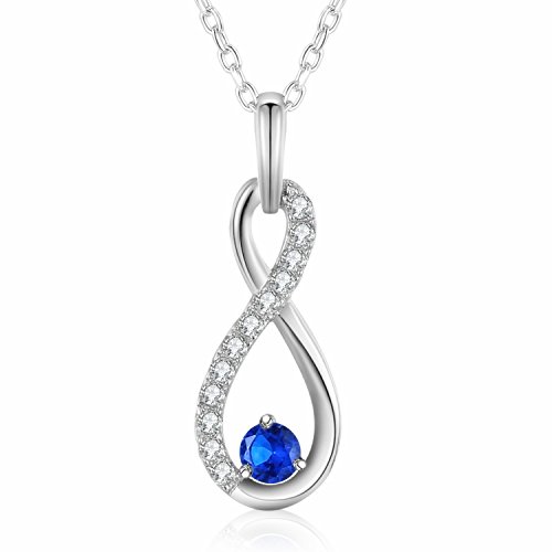Christmas Deal! GuqiGuli Sterling Silver Blue Sapphire Jewelry Infinity Pendant Necklace for Women, 18” only $6.79 with coupon!