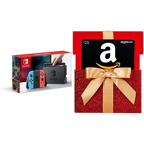 史低价！ Nintendo Switch Joy-Con红蓝版主机 + $25 Amazon 购物卡，现仅售$299.00，免运费
