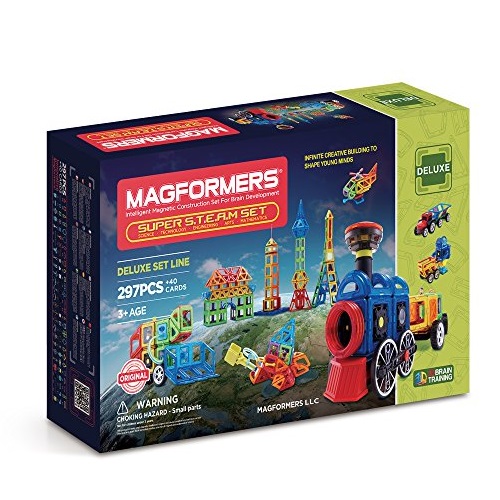Magformers Super Steam Set (297 Piece) Deluxe Set Magnetic    Building      Blocks, Educational  Magnetic    Tiles Kit , Magnetic    Construction  STEM Toy Set, Only $210.75, free shipping
