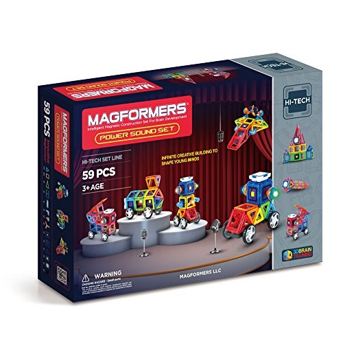 Magformers Power Sound Set (59 Piece) Magnetic    Building      Blocks, Educational  Magnetic    Tiles Kit , Magnetic    Construction  STEM Musical Toy Set includes wheels, Only $49.88, free shipping