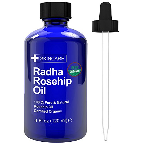 Radha Beauty USDA Certified Organic Rosehip Oil, 100% Pure Cold Pressed - Great Carrier Oil for Moisturizing Face, Hair, Skin, Nails - 4 fl oz, Only $10.12, free shipping
