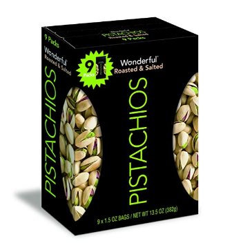 Wonderful Pistachios, Multipack Box of 9 Roasted and Salted 1.5oz Bags $6.59