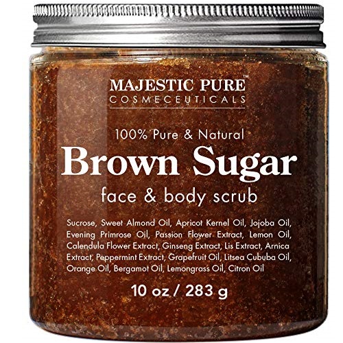 Majestic Pure Exfoliating Brown Sugar Body Scrub - Natural Body & Face Scrub - Reduces The Appearances of Cellulite, Stretch Marks, Acne, and Varicose Veins, 10 oz, Only $11.94, free shipping