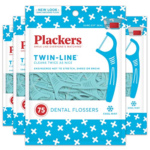 Plackers 双线牙线棒，75支/包，共 4包，原价$17.00，现仅售$8.63