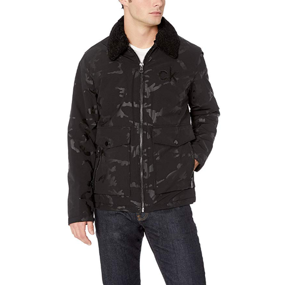 Calvin Klein Men's Varsity Jacket $43.91，free shipping