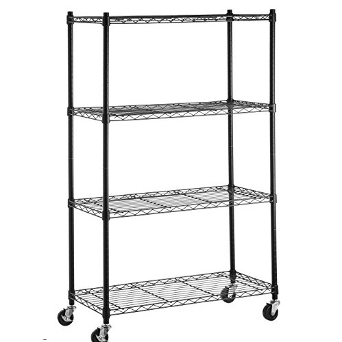 AmazonBasics 4-Shelf Shelving Unit on 3'' Casters, Black, Only $32.39, free shipping