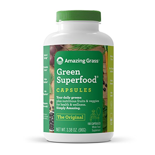 Amazing Grass Green Superfood Capsules with Wheat Grass and Greens, Original, 150 Capsules, Antioxidant Blend, Detox aid, Only $14.29 after clipping coupon, free shipping
