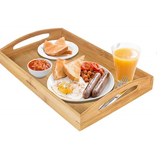 Greenco Rectangle Bamboo Butler Serving Tray With Handles, Only $10.99