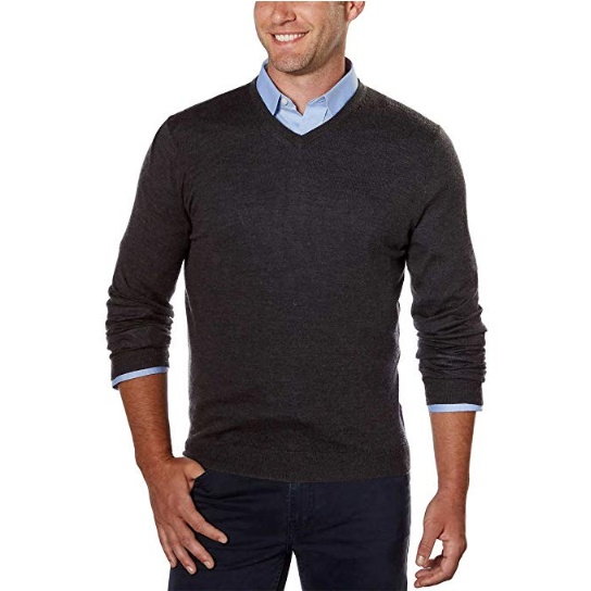 Calvin Klein Men's Merino Herringbone V-Neck Sweater $29.99, $4.98 shipping