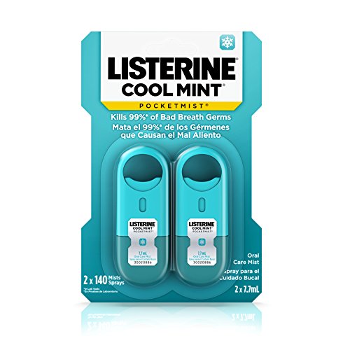 史低价！Listerine 随身携带 灭菌 除口臭 喷雾，7.7ml/支，共2支，原价$6.20，现点击coupon后仅售$2.99，免运费