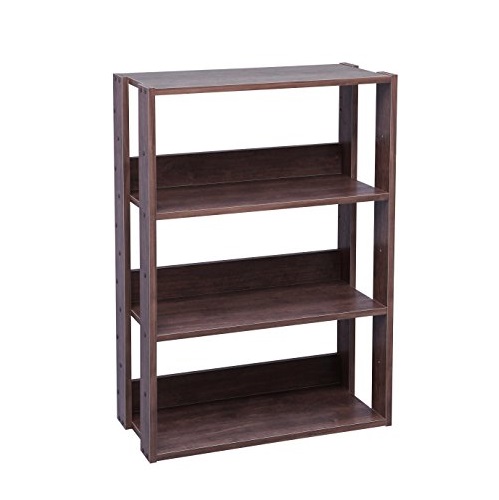 IRIS USA 3-Tier Wide Open Wood Bookshelf, Dark Brown, Only $28.79, free shipping