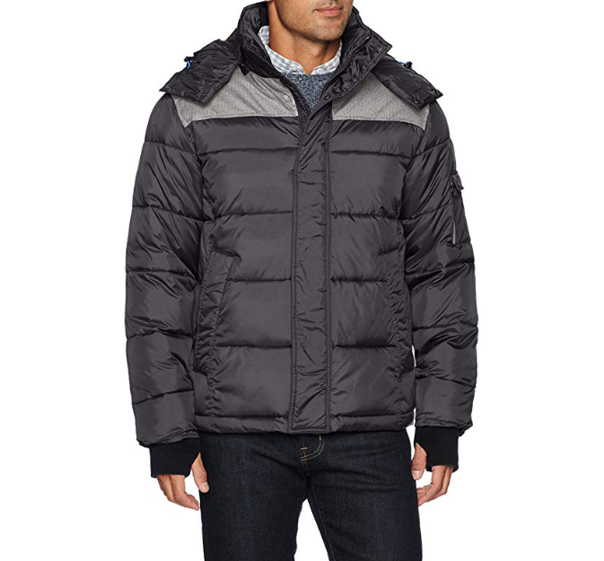 IZOD Men's Insulated Puffer Jacket with Removable Hood only $20.81
