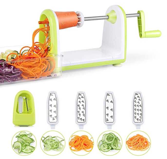 SimpleTaste Spiral Slicer 5 Blades Spiralizer, Vegetable Cutter and Shredder for Zucchini Noodles, Veggie Spaghetti, Pasta only $11.04 via code :XJZH5N6Z