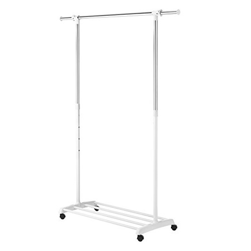 Whitmor Deluxe Adjustable Garment Rack - Rolling Clothes Organizer - White and Chrome, Only $9.26, free shipping