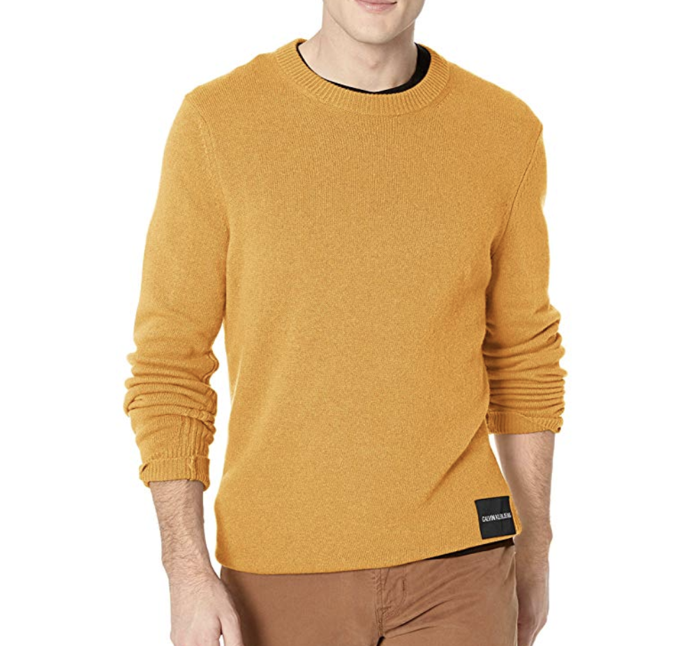 Calvin Klein Crewneck Logo 男士羊毛混紡毛衣, 現僅售$35.80, 免運費~