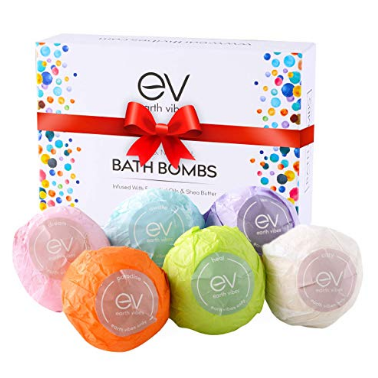 Earth Vibes Organic & Natural Bath Bombs Kit Set - Large Handmade Essential Oil Lush Fizzies Bubble Spa To Moisturize Dry Skin - Best Gift Ideas for Women, Girlfriend & Kids - 6 x 4.2 oz $12.95