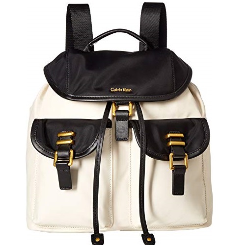 Calvin Klein Women's Nylon Backpack Off-White/Black One Size, Only $67.99, free shipping