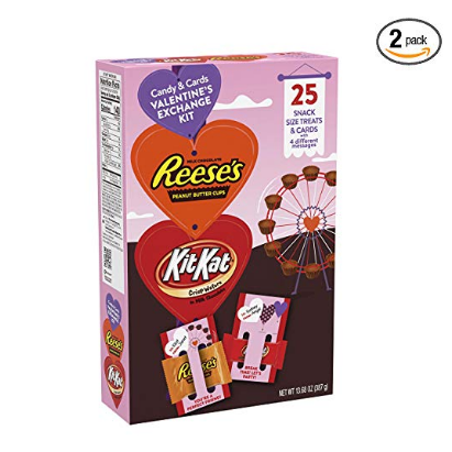 Hershey's 情人節巧克力卡片交換套裝 2盒共50份，原價$14.99，現僅售$11.99