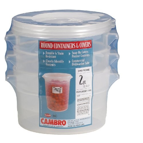 Cambro RFS2PPSW3190 2-Quart Round Food-Storage Container with Lid, Set of 3, Only $10.99