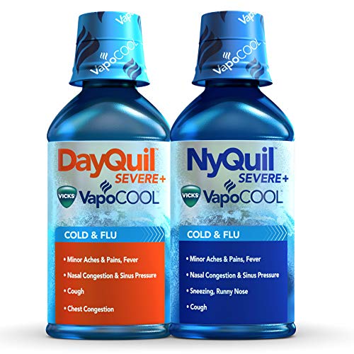 DayQuil and NyQuil Severe with Vicks VapoCOOL Cough, Cold & Flu Relief Liquid, 2x12 Fl Oz Combo - Relieves Sore Throat, Fever, and Congestion, Day or Night, Only$13.99 after clipping coupon