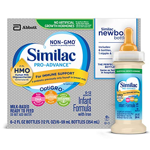 Similac Pro-Advance Infant Formula with 2’-FL HMO for Immune Support, Ready to Feed Newborn Bottles, 2 fl oz, (48 Count), Only $28.75 after clipping coupon, free shipping