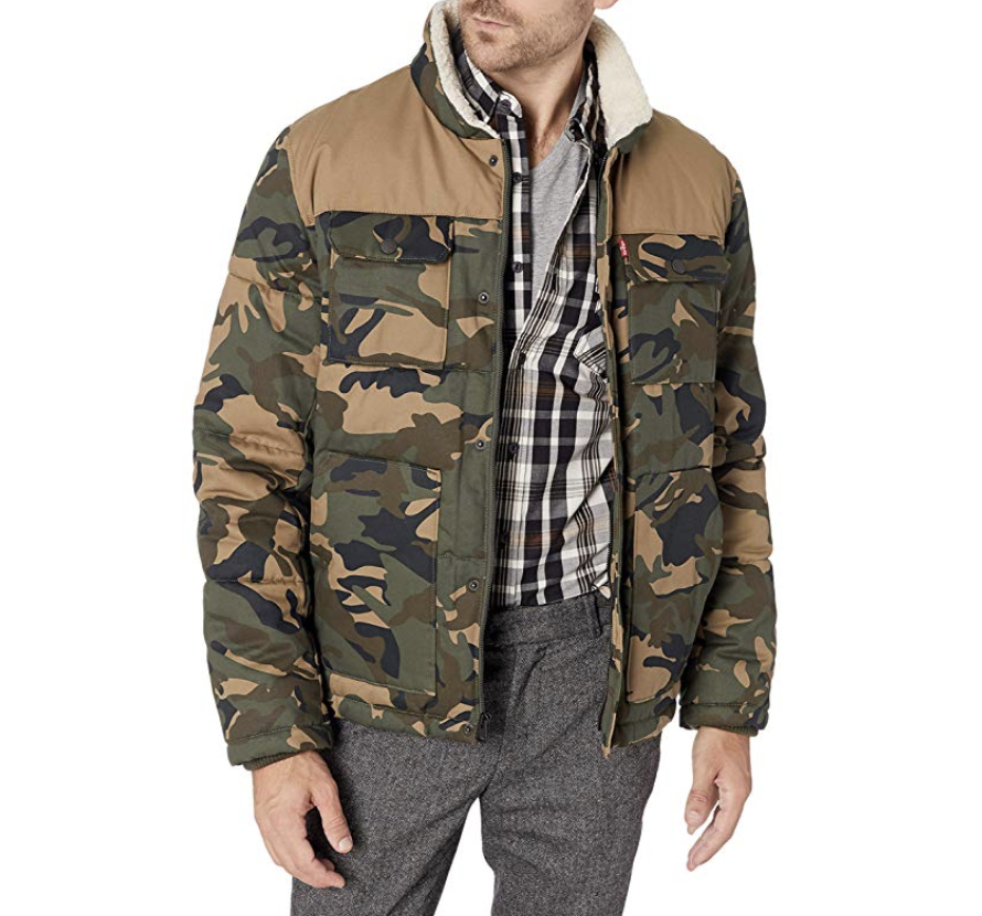 Levi's Men's Quilted Mixed Media Shirttail Work Wear Puffer Jacket only $31.64