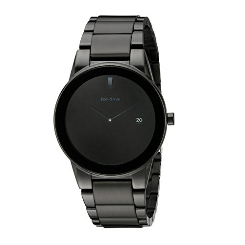Citizen西铁城 AU1065-58E男式光动能纯黑色手表，原价$295.00，现仅售$108.99，免运费
