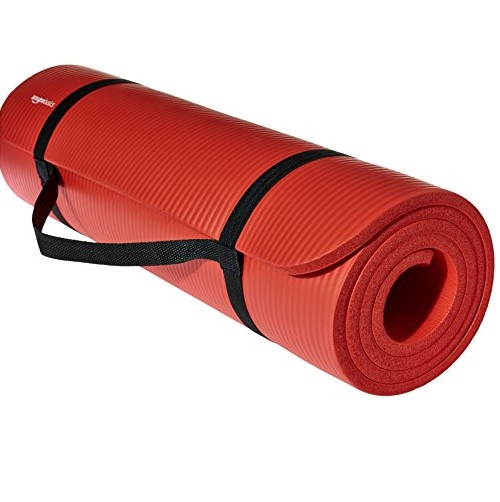 AmazonBasics 1/2-Inch Extra Thick Exercise Mat with Carrying Strap, Red, Only $11.75
