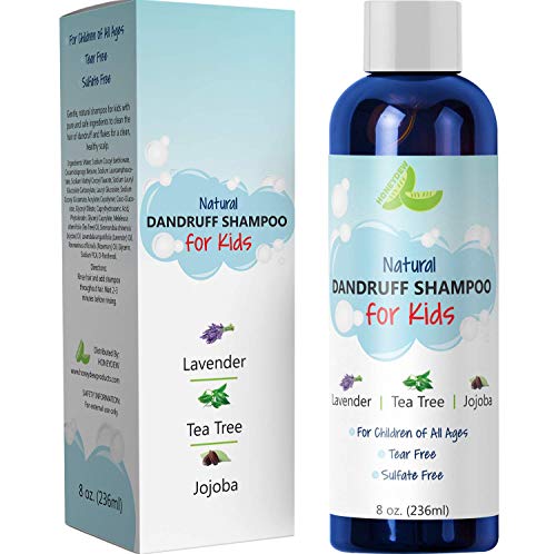 Anti Dandruff Shampoo for Kids – Best Tear Free Natural Children’s Scalp Treatment with Lavender & Tea Tree + Jojoba – Sulfate Free for All Ages (8oz), Only $9.45