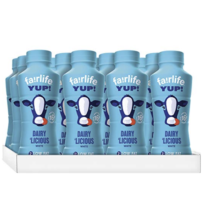 fairlife YUP! 1%低脂无乳糖牛奶 14Oz 12瓶，现点击coupon后仅售$17.99，免运费！