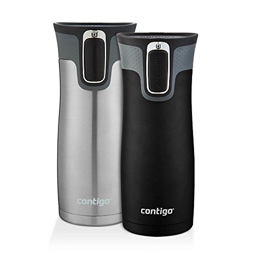 Contigo AUTOSEAL West Loop Vaccuum-Insulated Stainless Steel Travel Mug, 16 oz, Stainless Steel & Matte Black, 2-pack $17.29