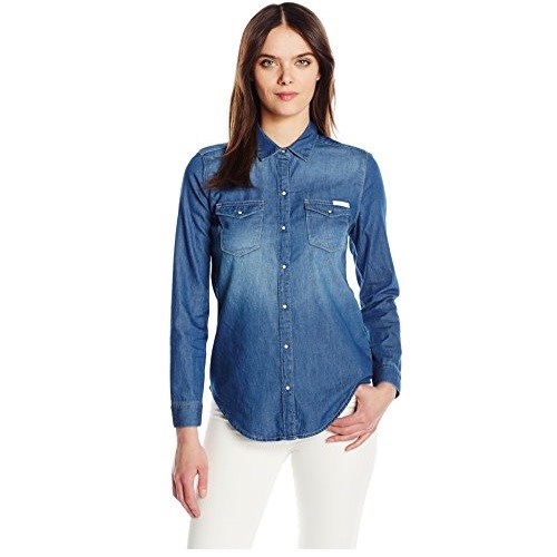 Calvin Klein Jeans Women's Women's Long Sleeve Denim Button Down Shirt, Only $19.99