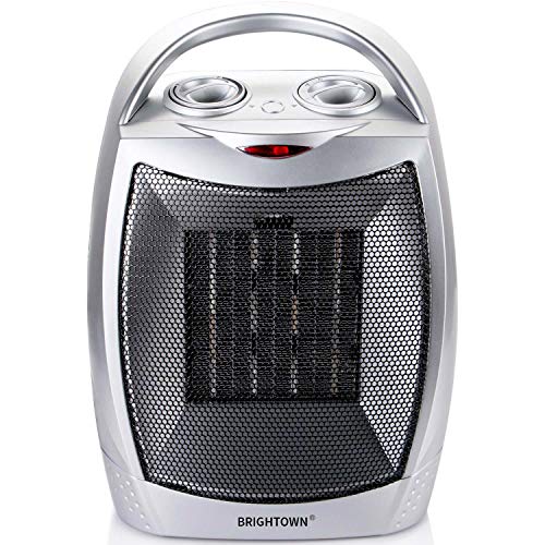 Brightown 750W/1500W ETL Listed Quiet Ceramic Space Heater with Adjustable Thermostat, Portable Electric Heater Fan with Overheat Protection and Carrying Handle, Only $22.99