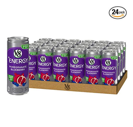 V8 +Energy 石榴蓝莓口味绿茶能量饮料 24罐 ，现价$10.47, 免运费！